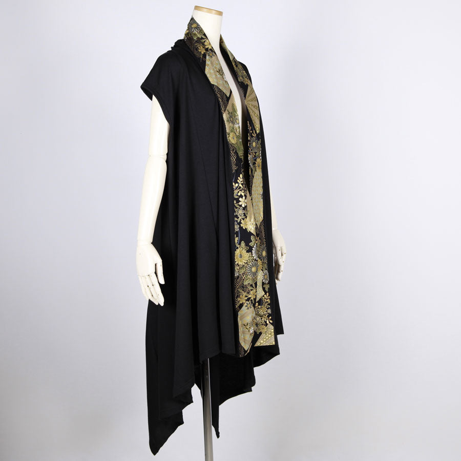 【一点物】TKg 暗闇扇子 フード付きロングベスト