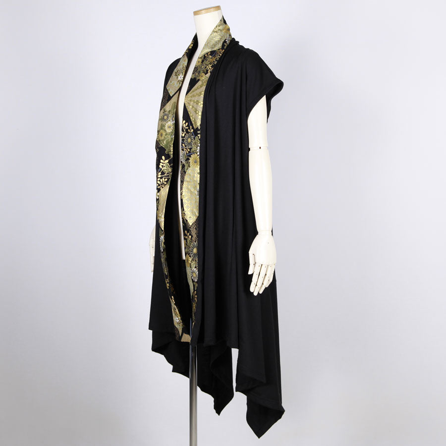 【一点物】TKg 暗闇扇子 フード付きロングベスト