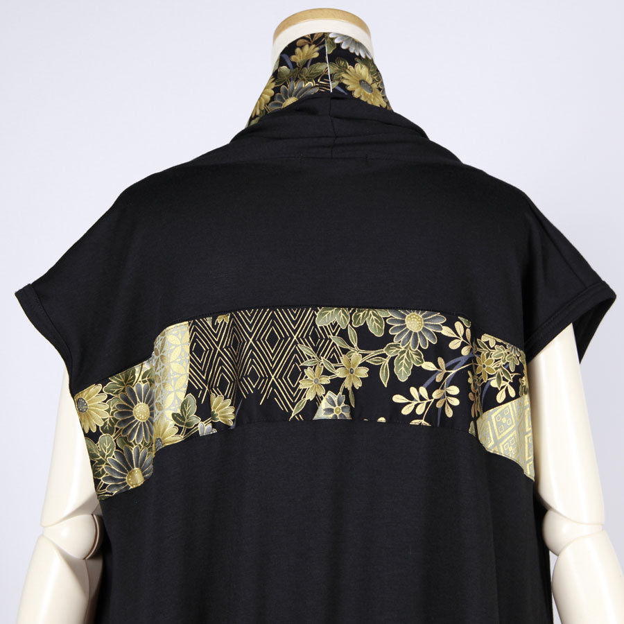 【一点物】TKg 暗闇扇子 フード付きロングベスト