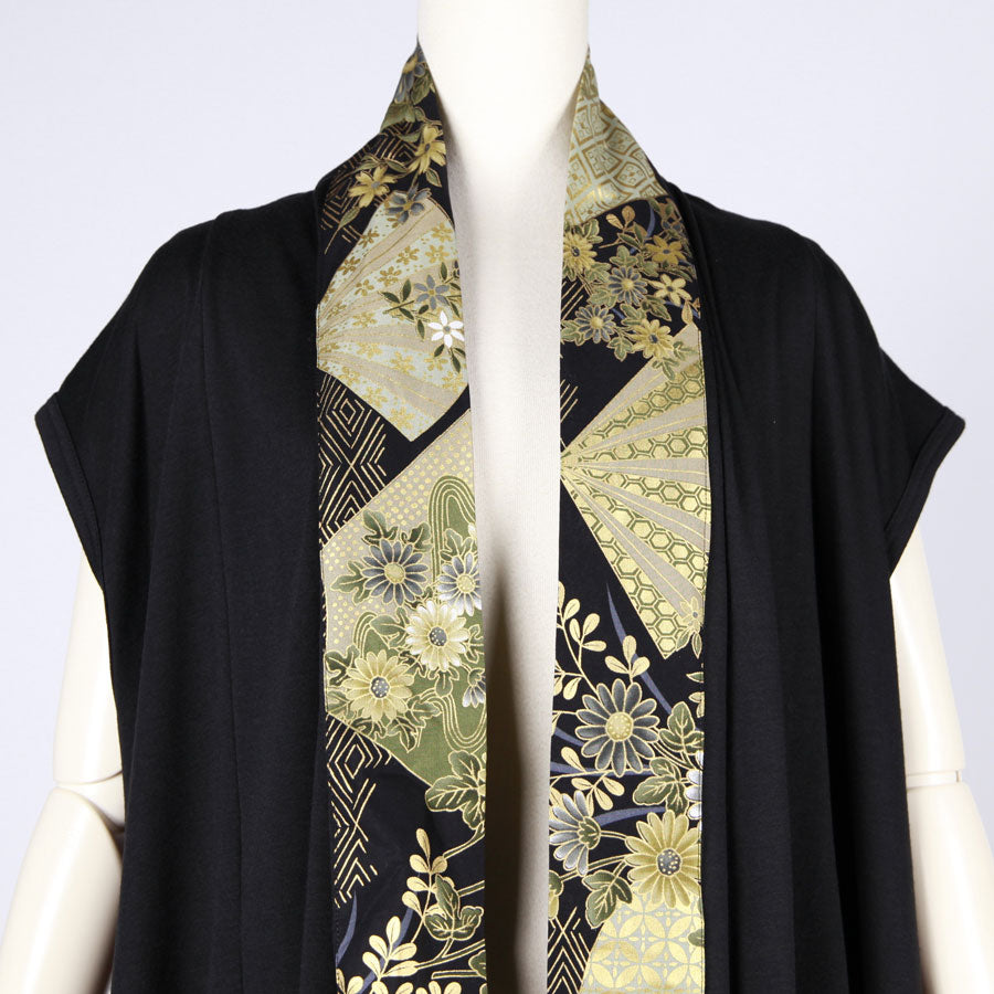 【一点物】TKg 暗闇扇子 フード付きロングベスト