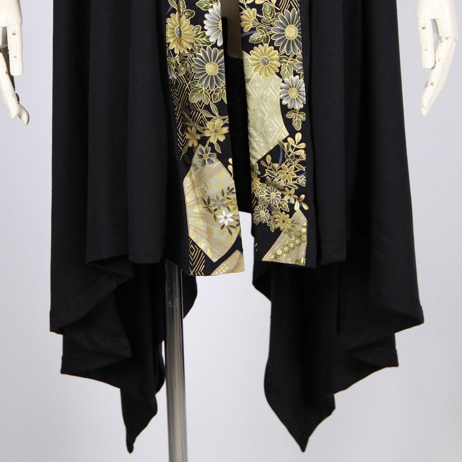 【一点物】TKg 暗闇扇子 フード付きロングベスト