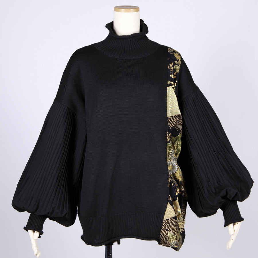 【一点物】TKg 暗闇扇子 プリーツ袖ハイネックニット