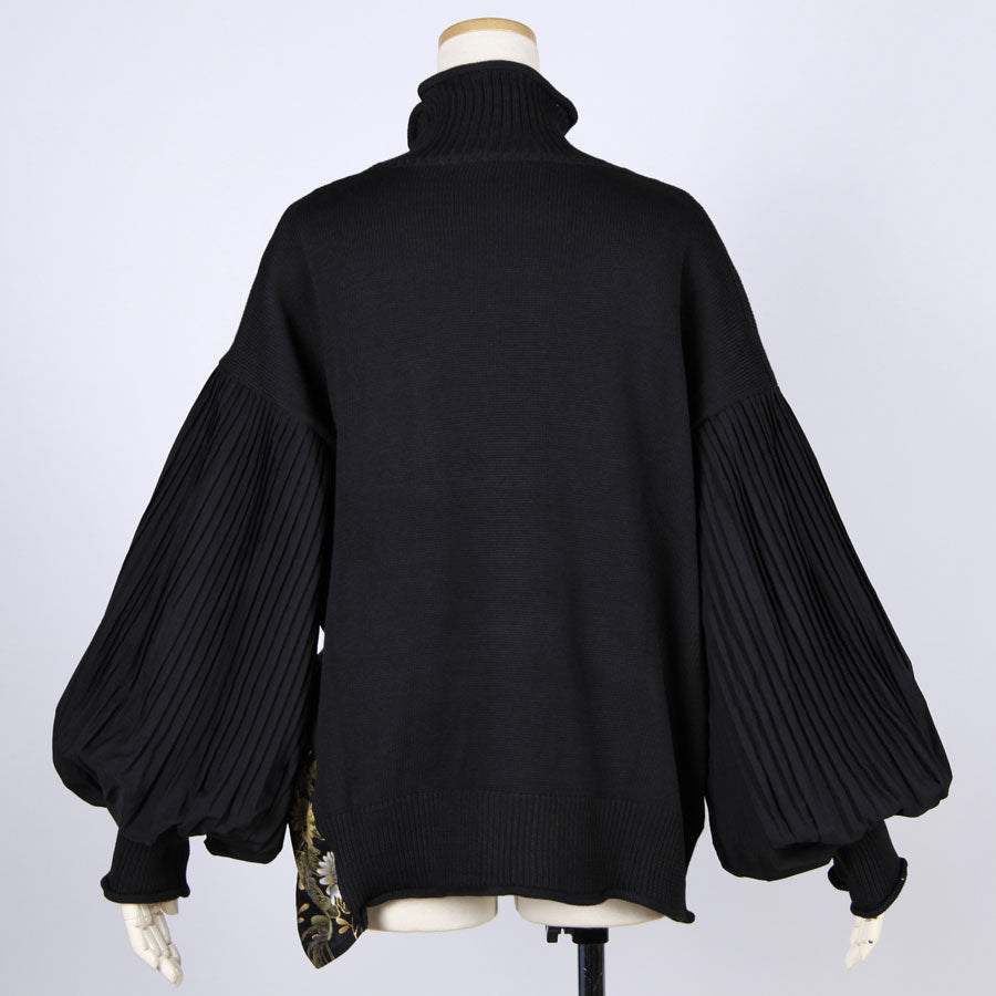 【一点物】TKg 暗闇扇子 プリーツ袖ハイネックニット
