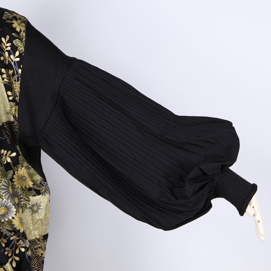 【一点物】TKg 暗闇扇子 プリーツ袖ハイネックニット