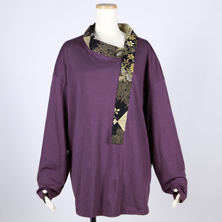 【一点物】TKg 暗闇扇子 変形着物襟トップス