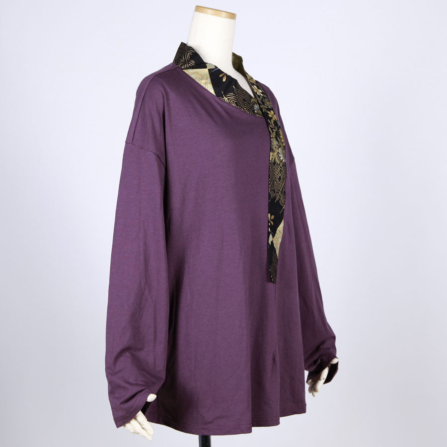 【一点物】TKg 暗闇扇子 変形着物襟トップス