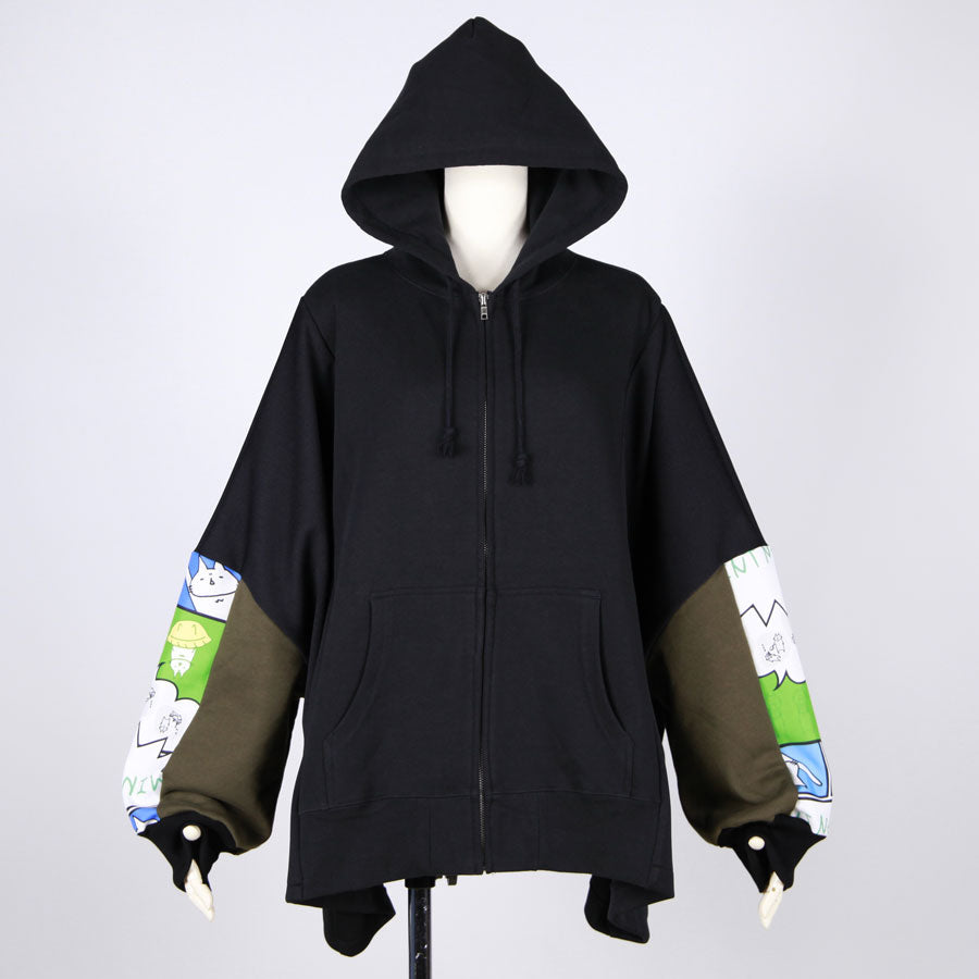 MINT NeKO パッチワークワイドパーカ E