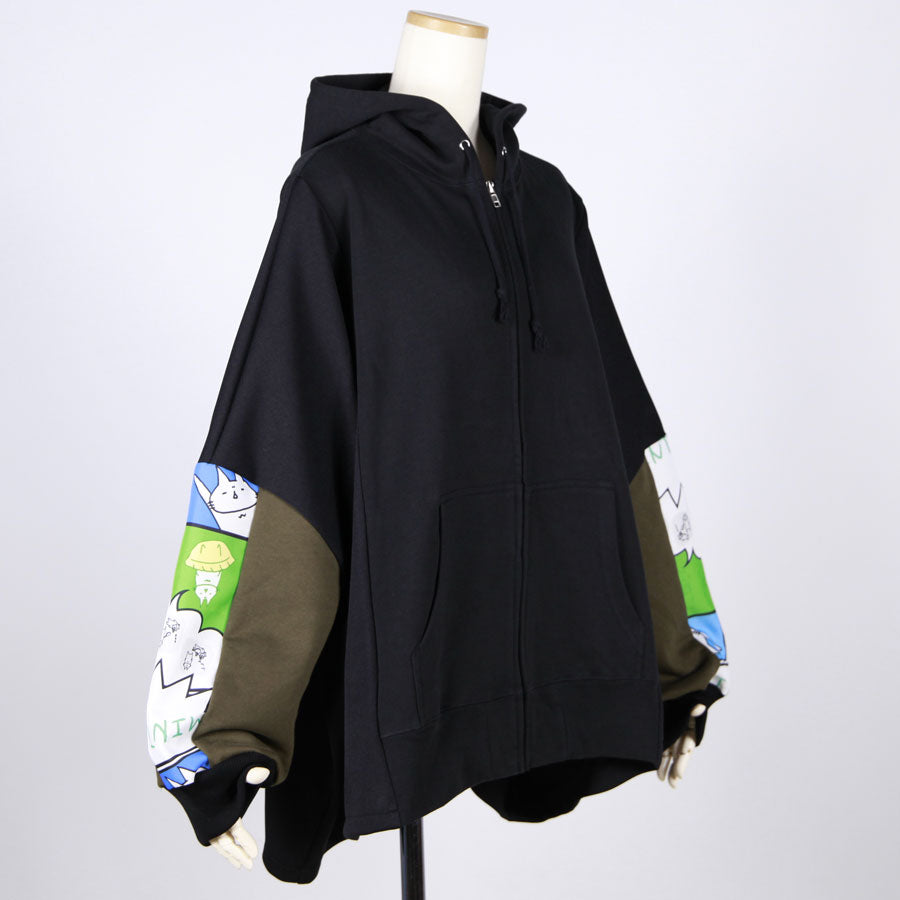 MINT NeKO パッチワークワイドパーカ E