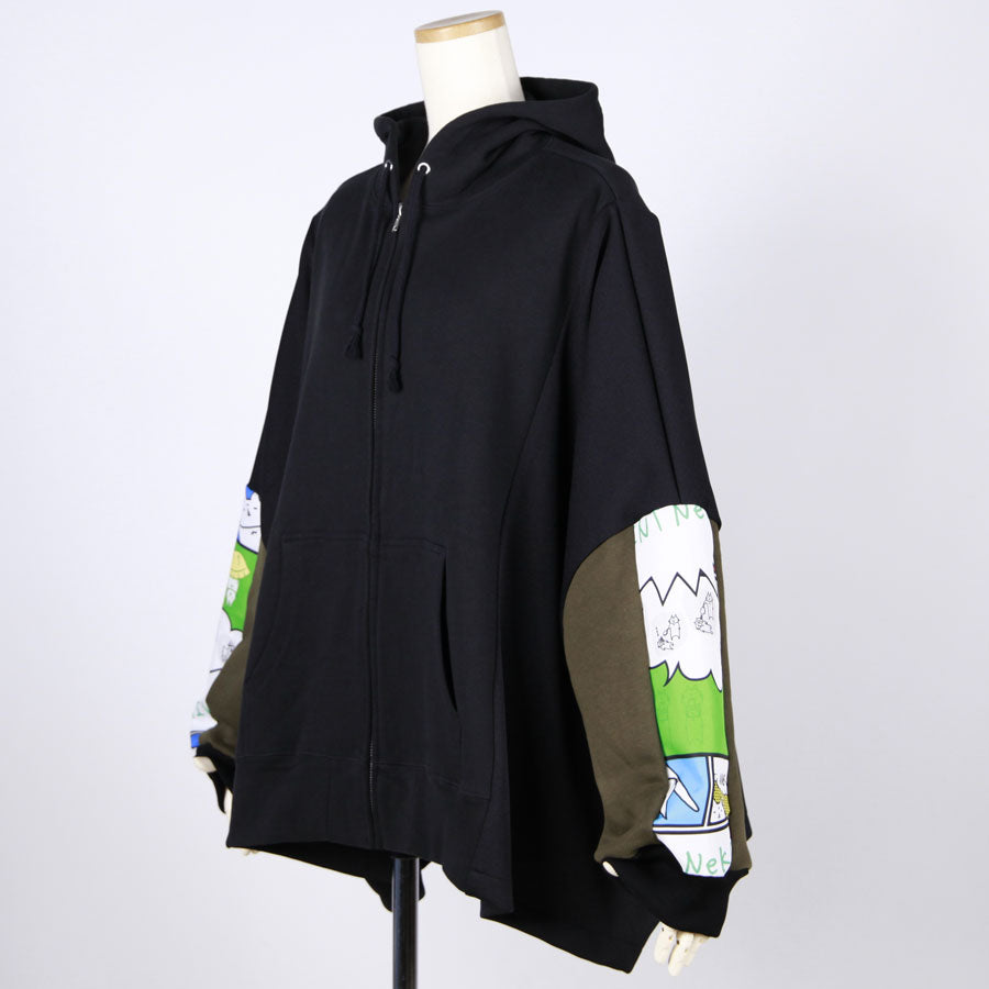 MINT NeKO パッチワークワイドパーカ E
