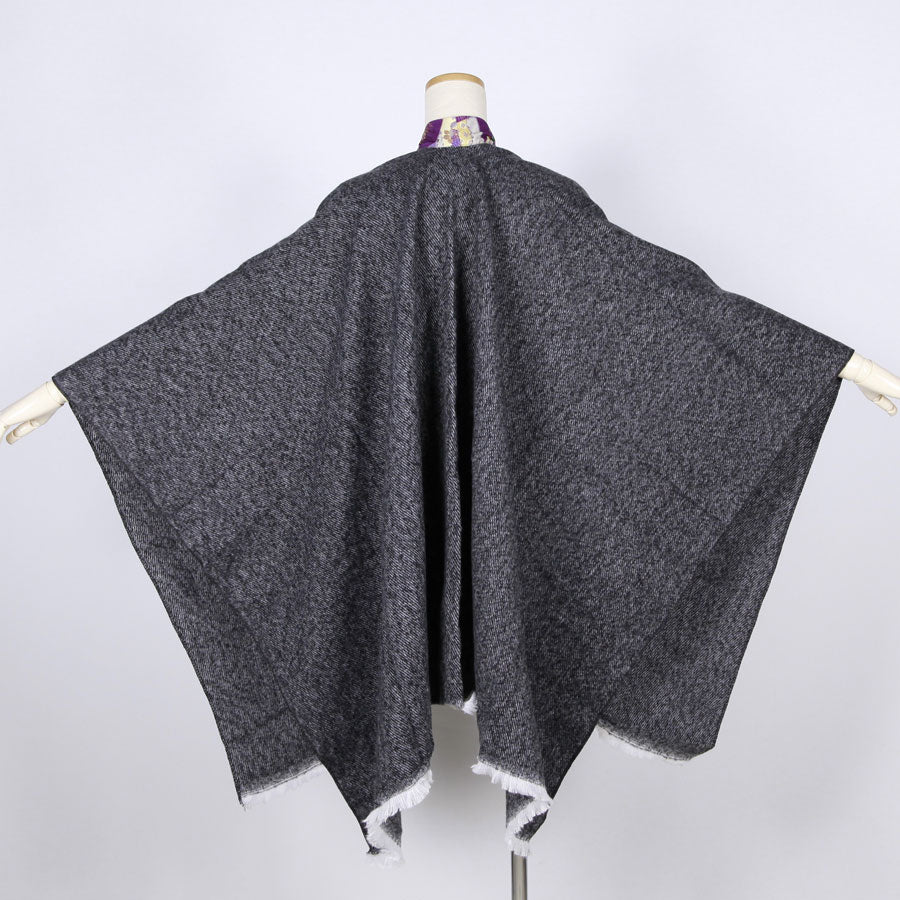 【一点物】TKg 紫縮緬和柄 フリンジポンチョ