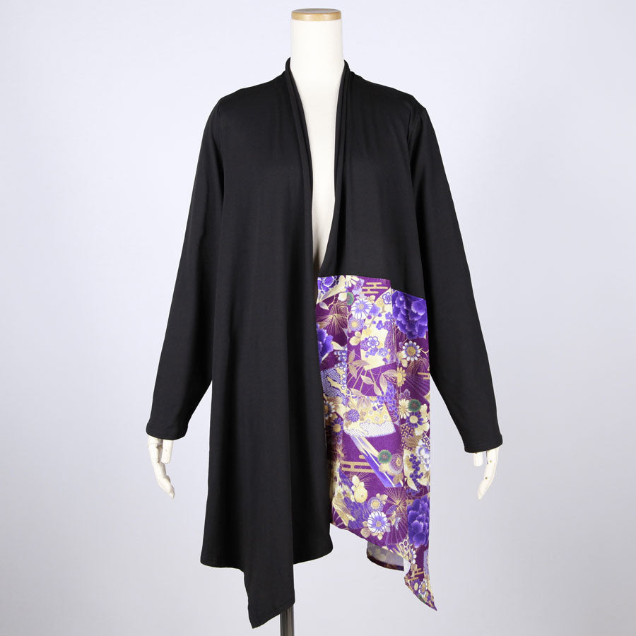 【一点物】TKg 紫縮緬和柄 カットソーロング羽織り