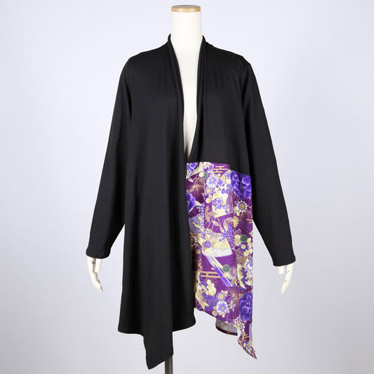 【一点物】TKg 紫縮緬和柄 カットソーロング羽織り