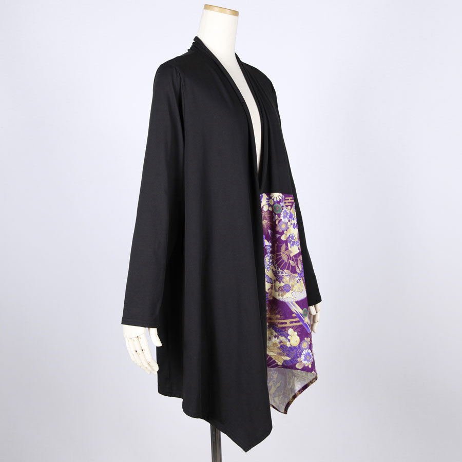 【一点物】TKg 紫縮緬和柄 カットソーロング羽織り
