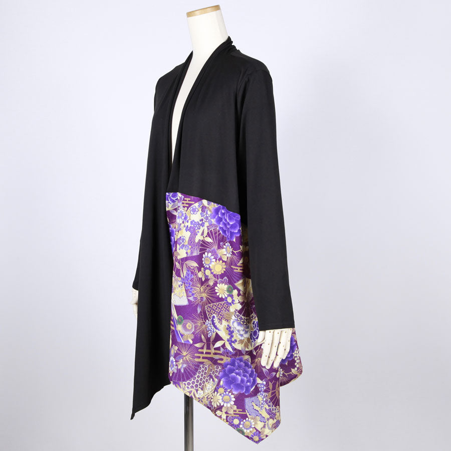【一点物】TKg 紫縮緬和柄 カットソーロング羽織り