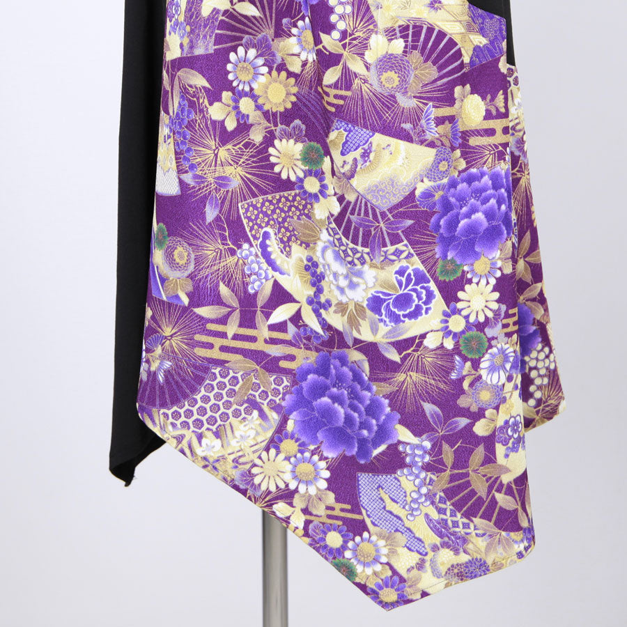 【一点物】TKg 紫縮緬和柄 カットソーロング羽織り