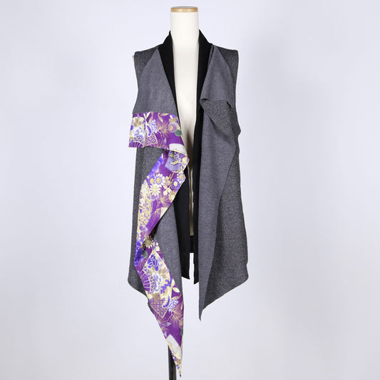 【一点物】TKg 紫縮緬和柄 ロングベスト