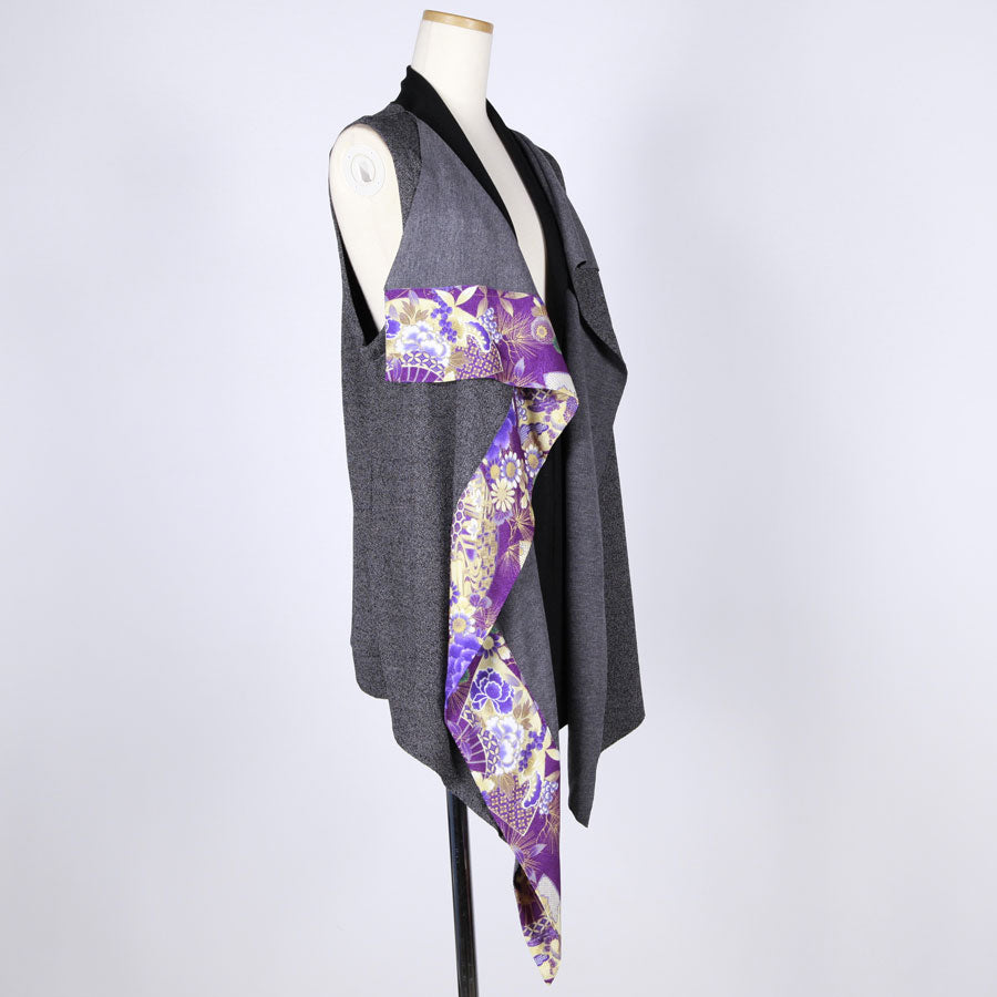 【一点物】TKg 紫縮緬和柄 ロングベスト