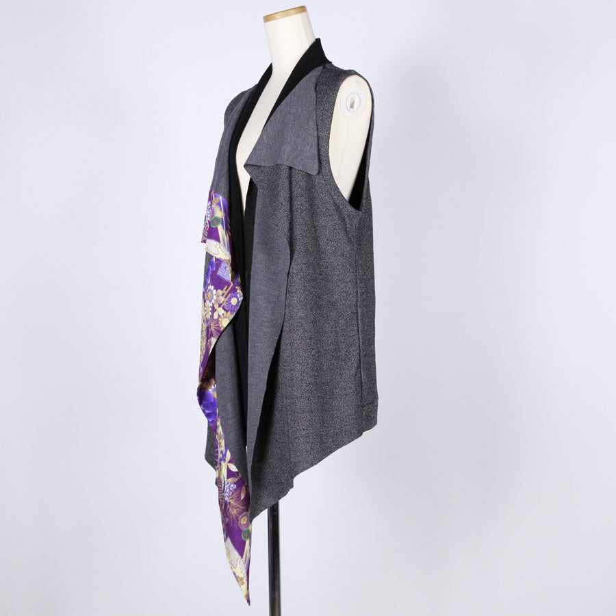 【一点物】TKg 紫縮緬和柄 ロングベスト