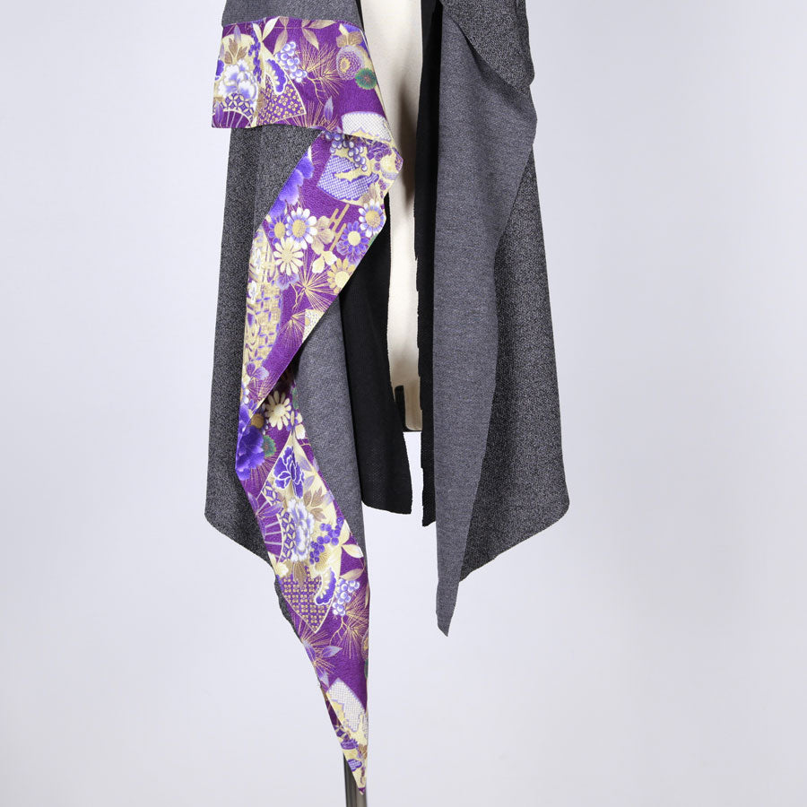 【一点物】TKg 紫縮緬和柄 ロングベスト