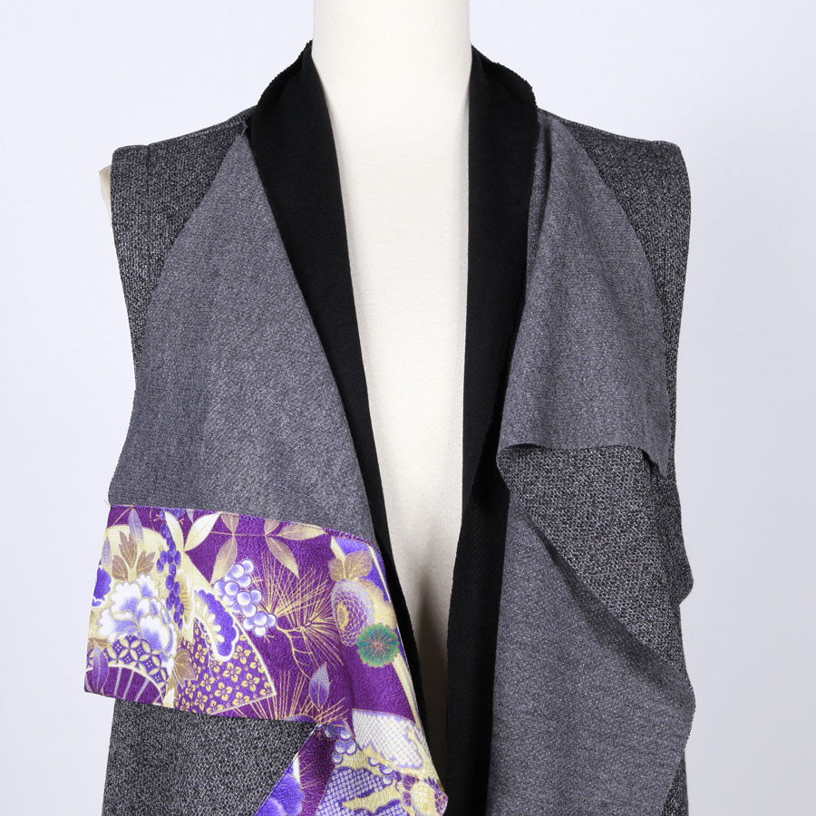 【一点物】TKg 紫縮緬和柄 ロングベスト