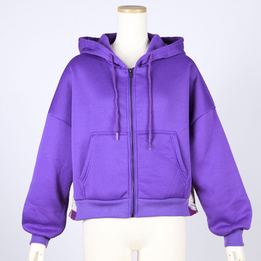 【一点物】TKg 紫縮緬和柄 ショートパーカー