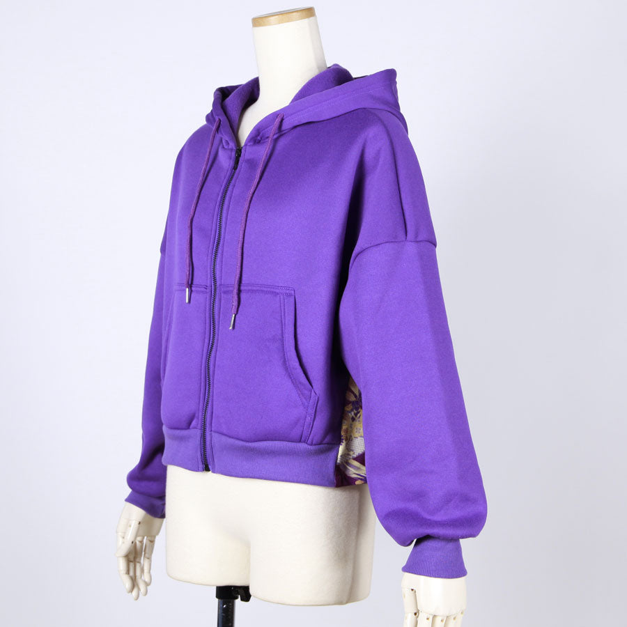 【一点物】TKg 紫縮緬和柄 ショートパーカー