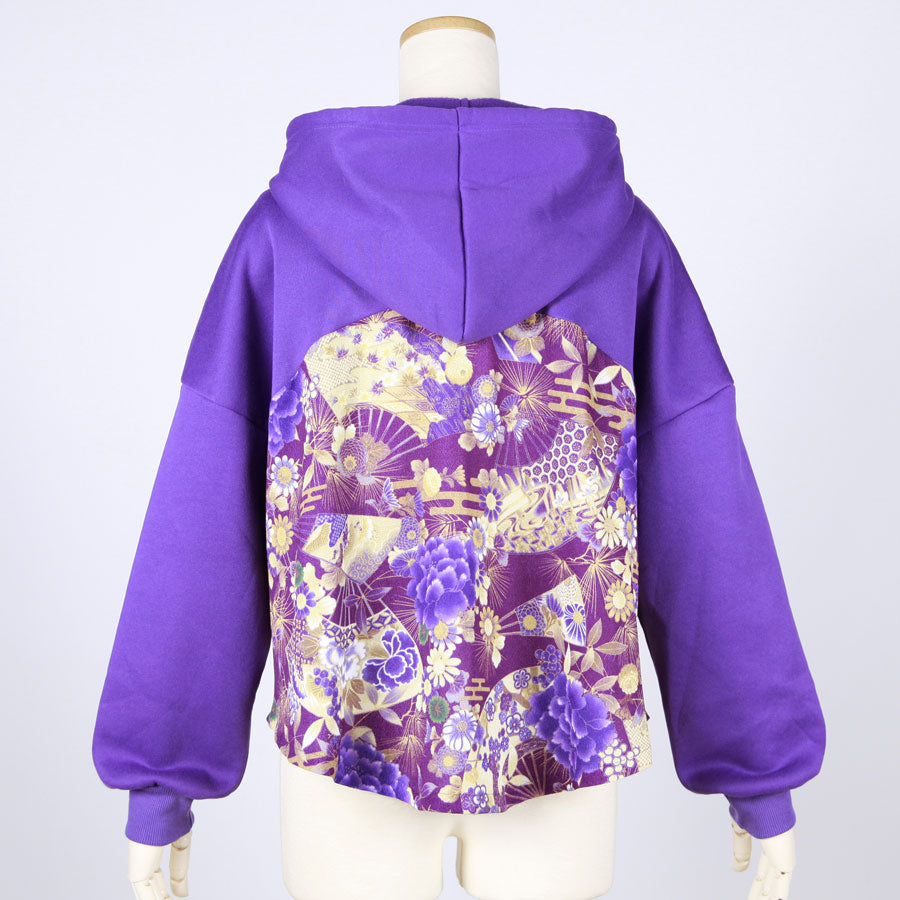【一点物】TKg 紫縮緬和柄 ショートパーカー
