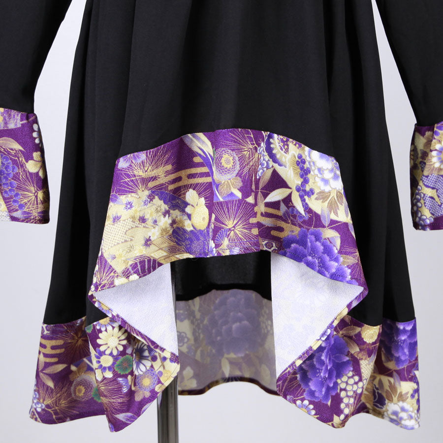 【一点物】TKg 紫縮緬和柄 フリルチュニック