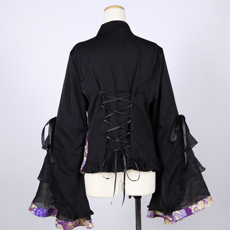 【一点物】TKg 紫縮緬和柄 姫袖シャツ