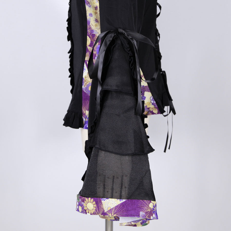 【一点物】TKg 紫縮緬和柄 姫袖シャツ