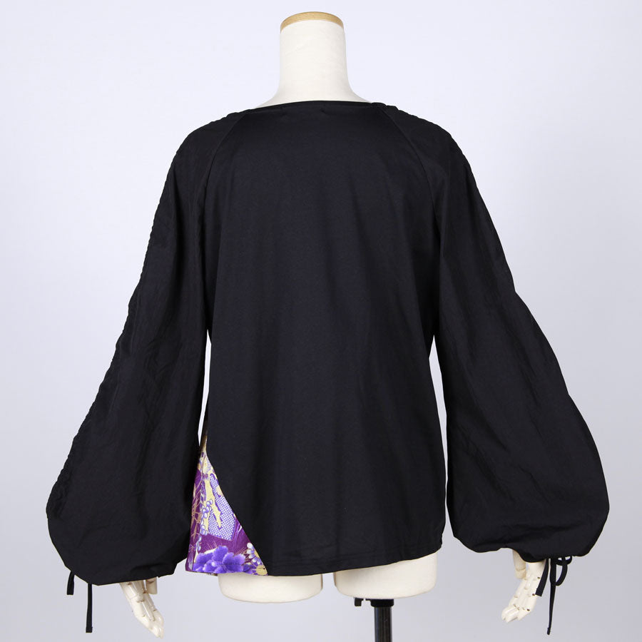 【一点物】TKg 紫縮緬和柄 袖くしゃトップス