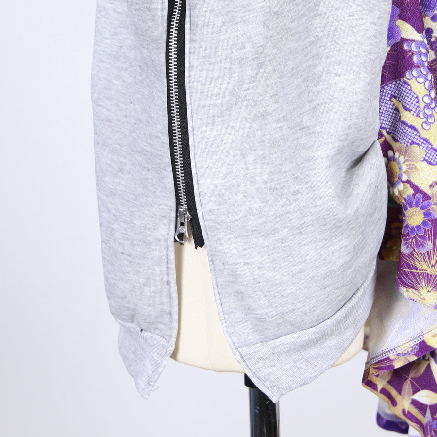 【一点物】TKg 紫縮緬和柄 ジッパー付きトレーナー