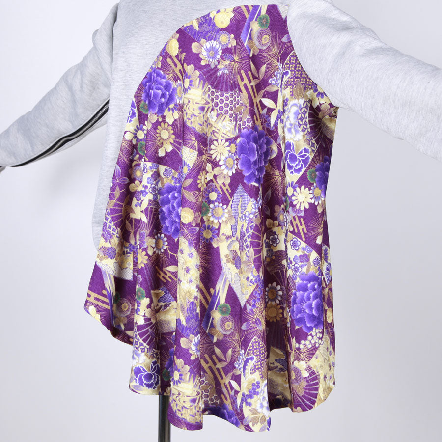 【一点物】TKg 紫縮緬和柄 ジッパー付きトレーナー