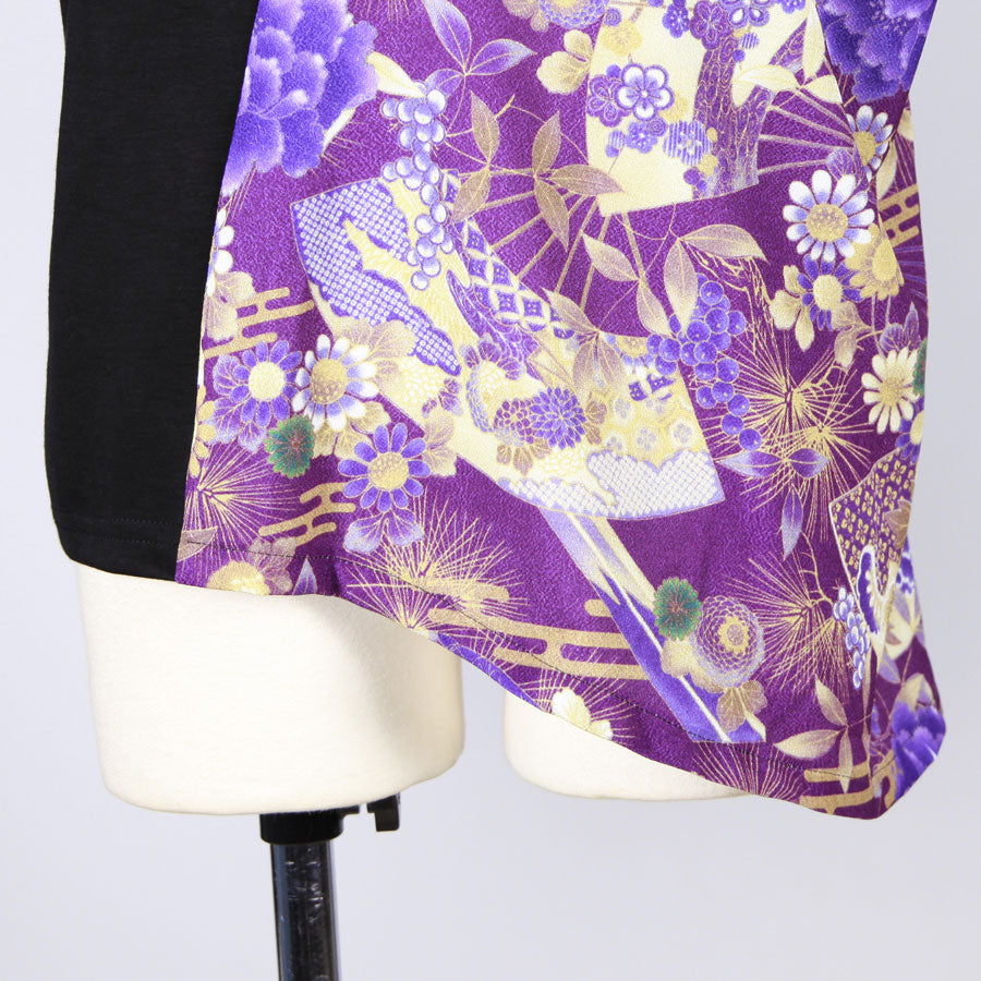 【一点物】TKg 紫縮緬和柄 スリット袖トップス