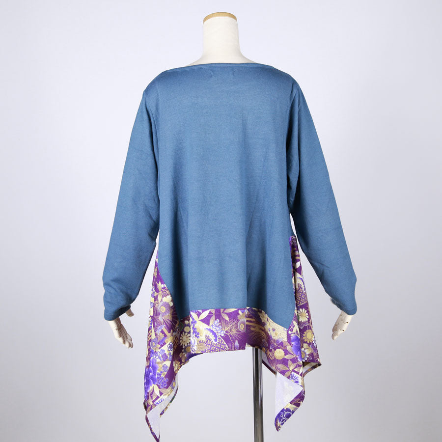 【一点物】TKg 紫縮緬和柄 椿プリントトップス