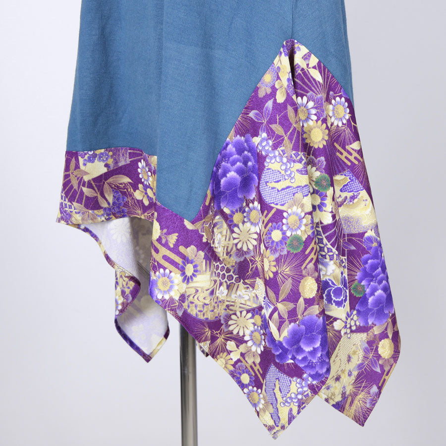 【一点物】TKg 紫縮緬和柄 椿プリントトップス