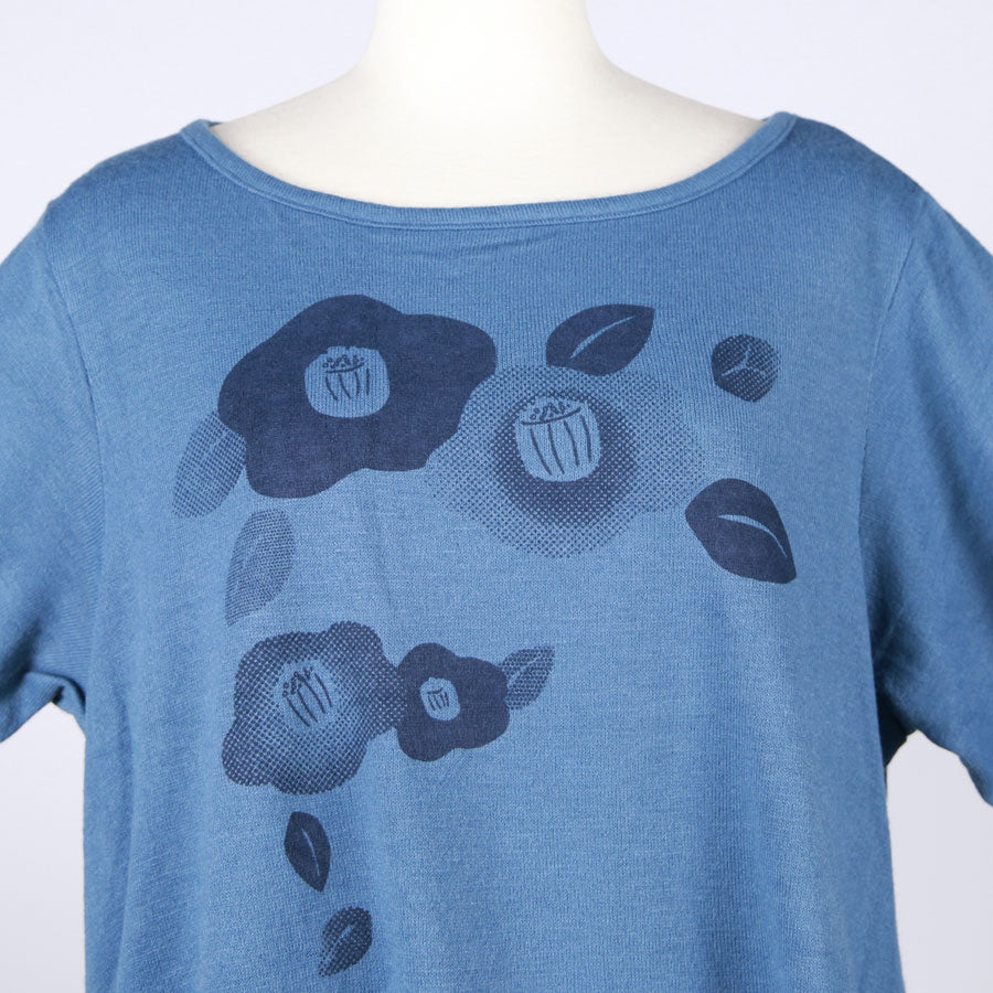 【一点物】TKg 紫縮緬和柄 椿プリントトップス