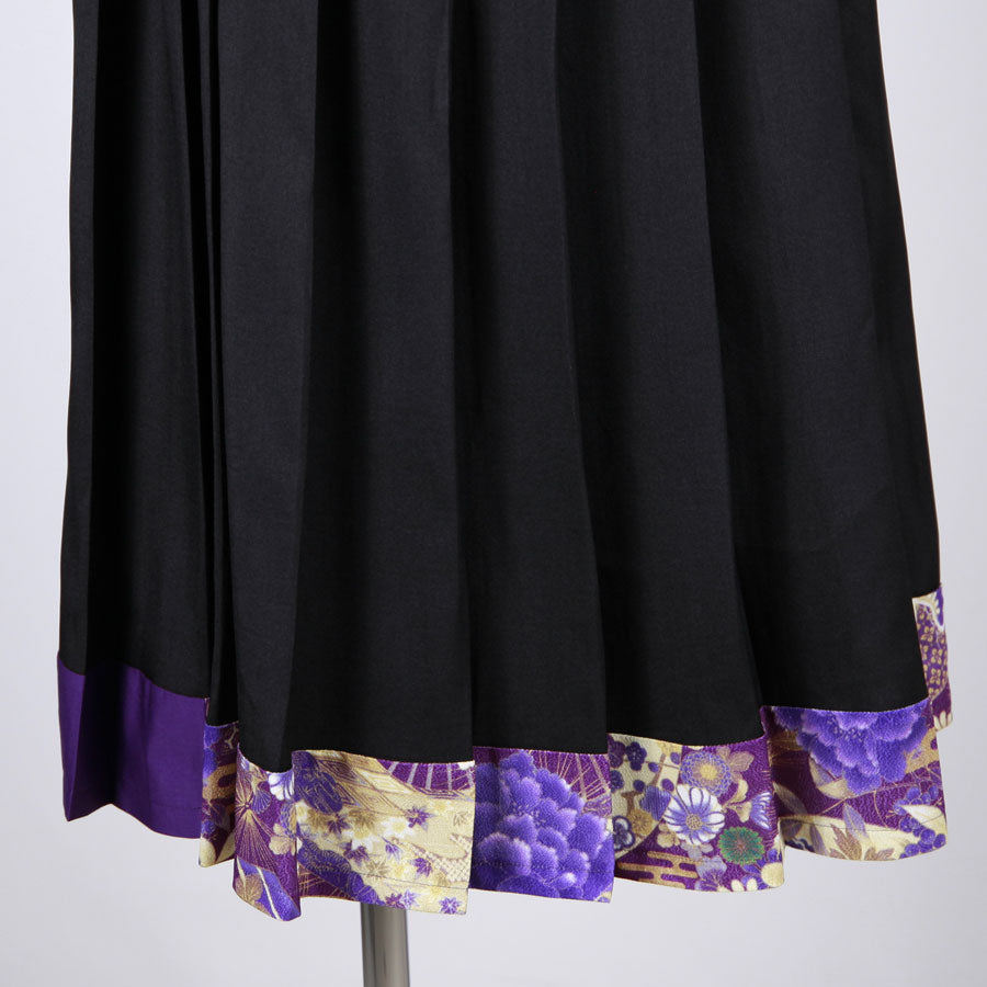 ★美品　カネコイサオ　和柄縮緬　和柄　紅葉　松　旗　紐　プリーツ　スカート　黒 一点物】TKg 紫縮緬和柄 プリーツスカート – TAMAA WEB SHOP