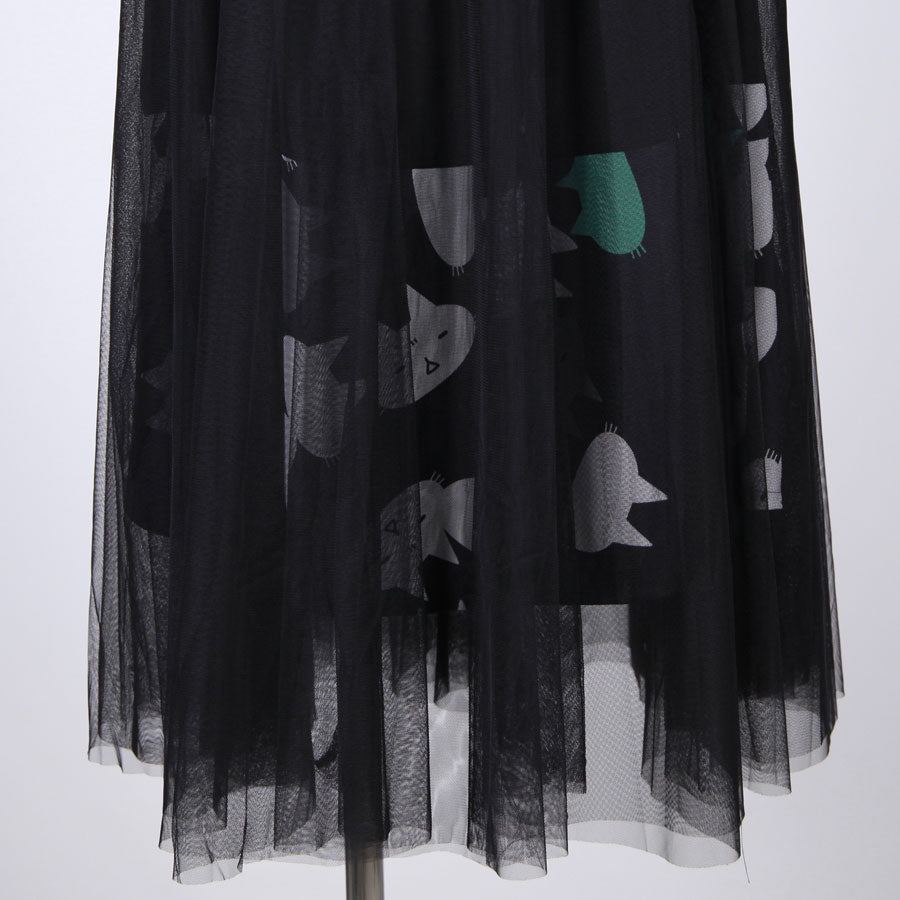 MINT NeKO チュールスカート BK-WH