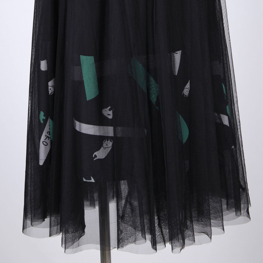 MINT NeKO チュールスカート BK-GRN