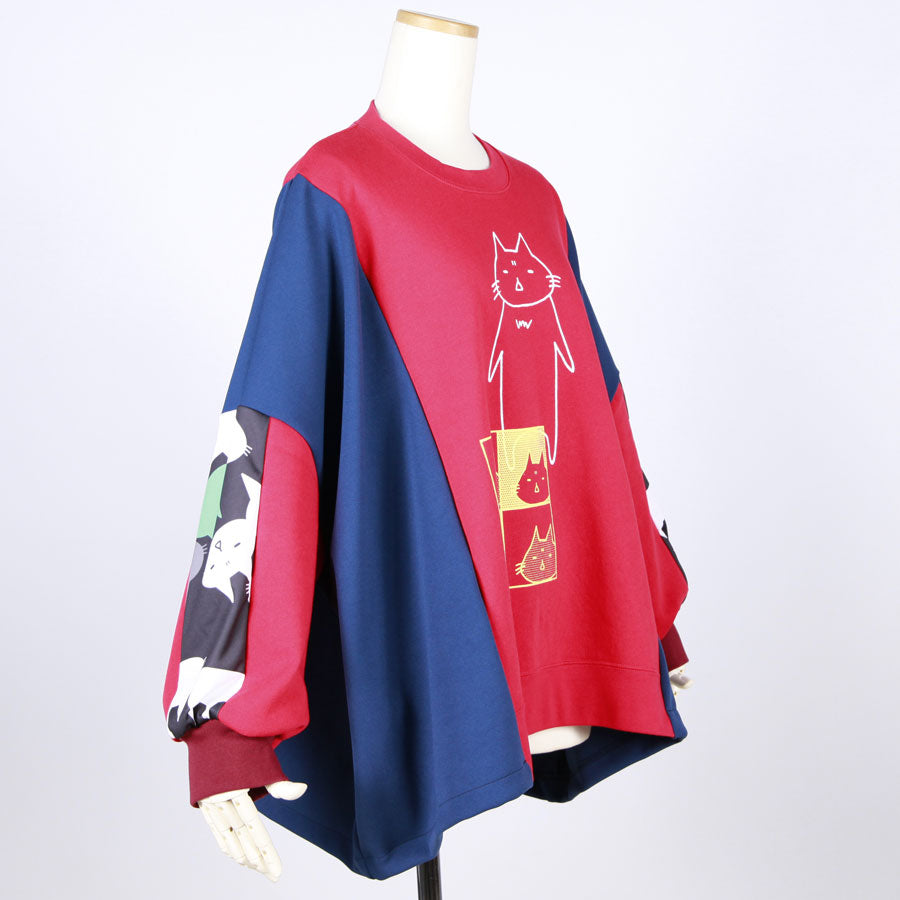 MINT NeKO Patchwork Wide Sweatshirt / C