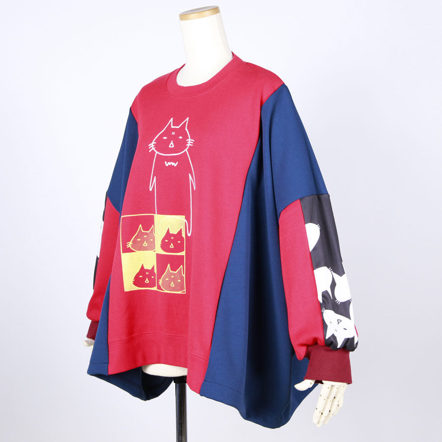 MINT NeKO Patchwork Wide Sweatshirt / C