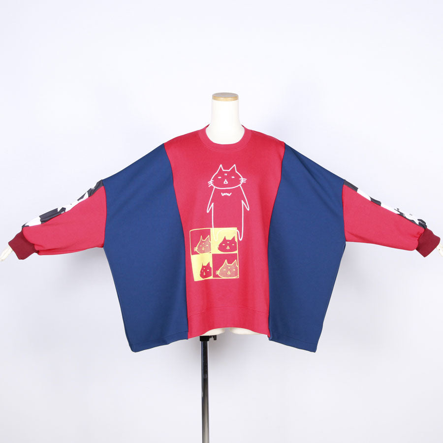 MINT NeKO Patchwork Wide Sweatshirt / C