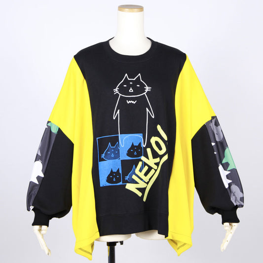 MINT NeKO Patchwork Wide Sweatshirt / B
