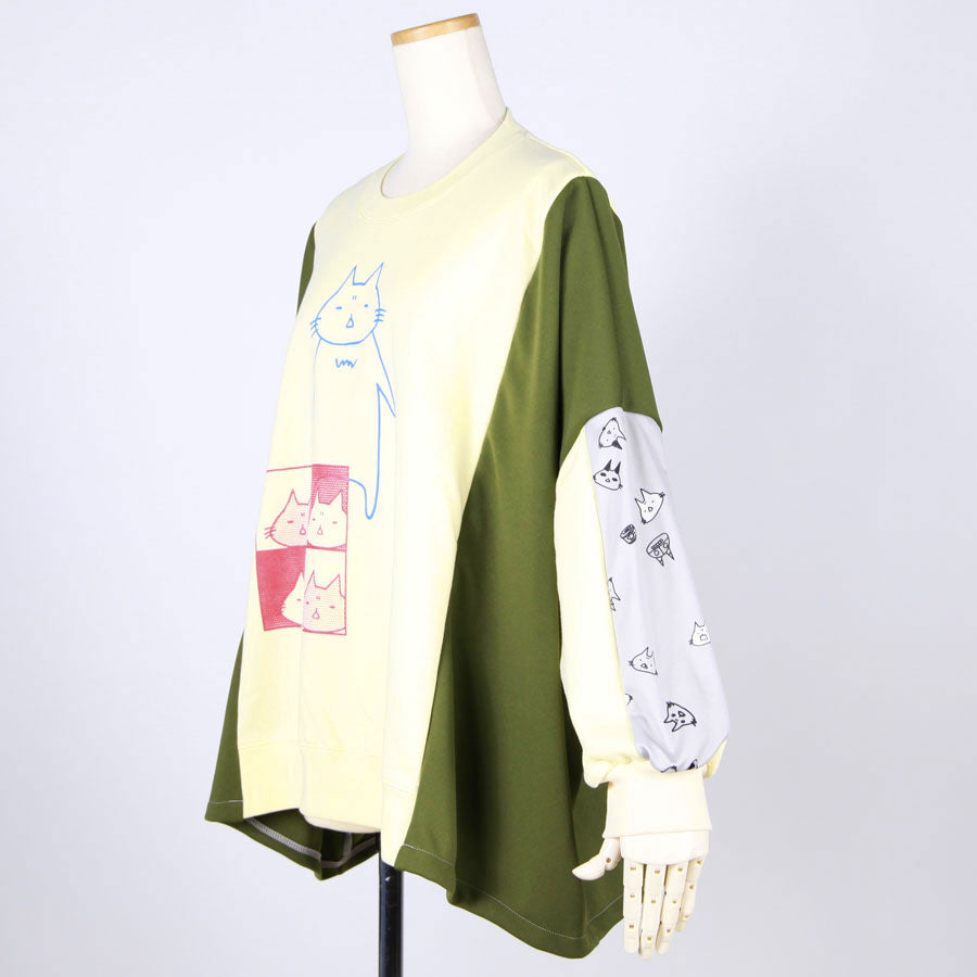 MINT NeKO Patchwork Wide Sweatshirt / D