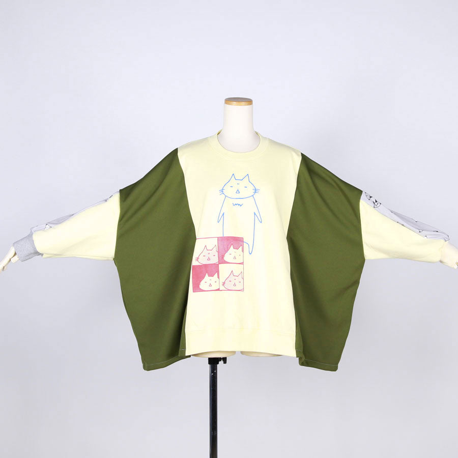 MINT NeKO Patchwork Wide Sweatshirt / D