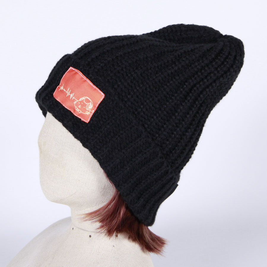MINT NeKO ヘッドホンパッチニットキャップ BK-ORG