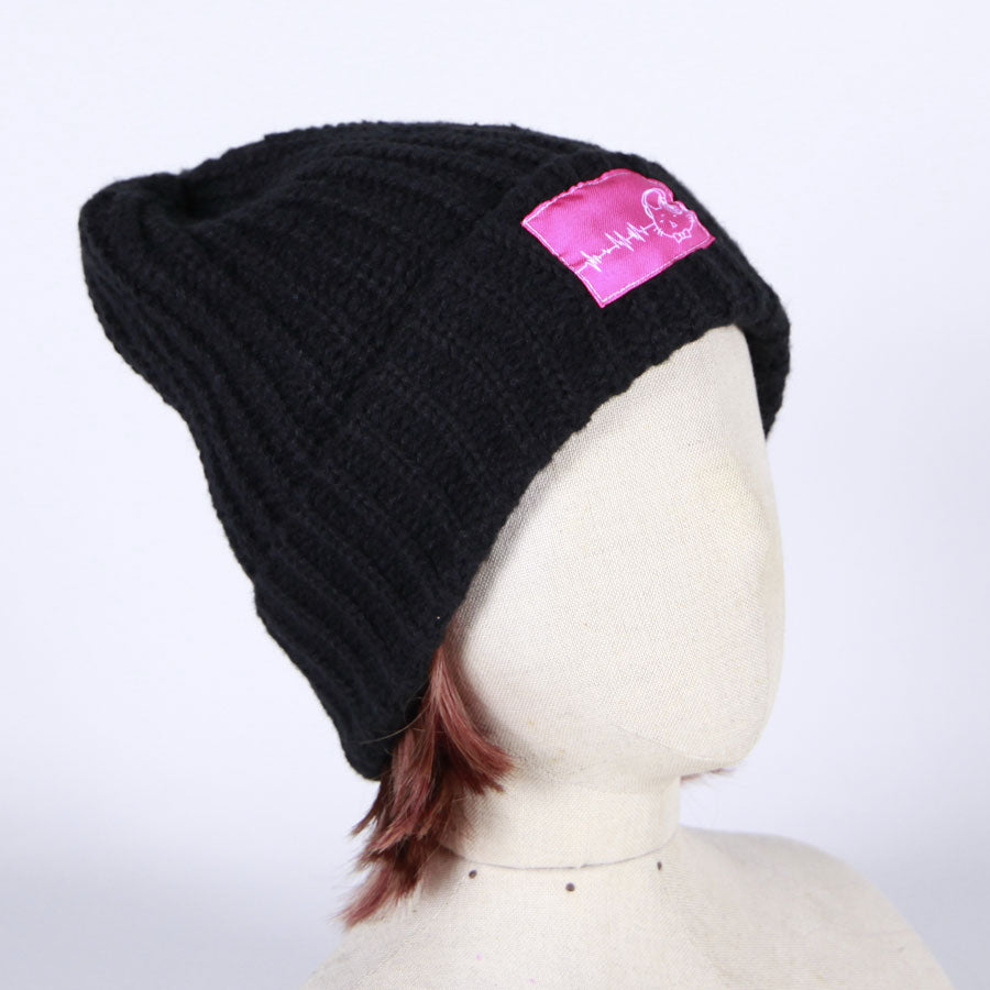 MINT NeKO ヘッドホンパッチニットキャップ BK-PK