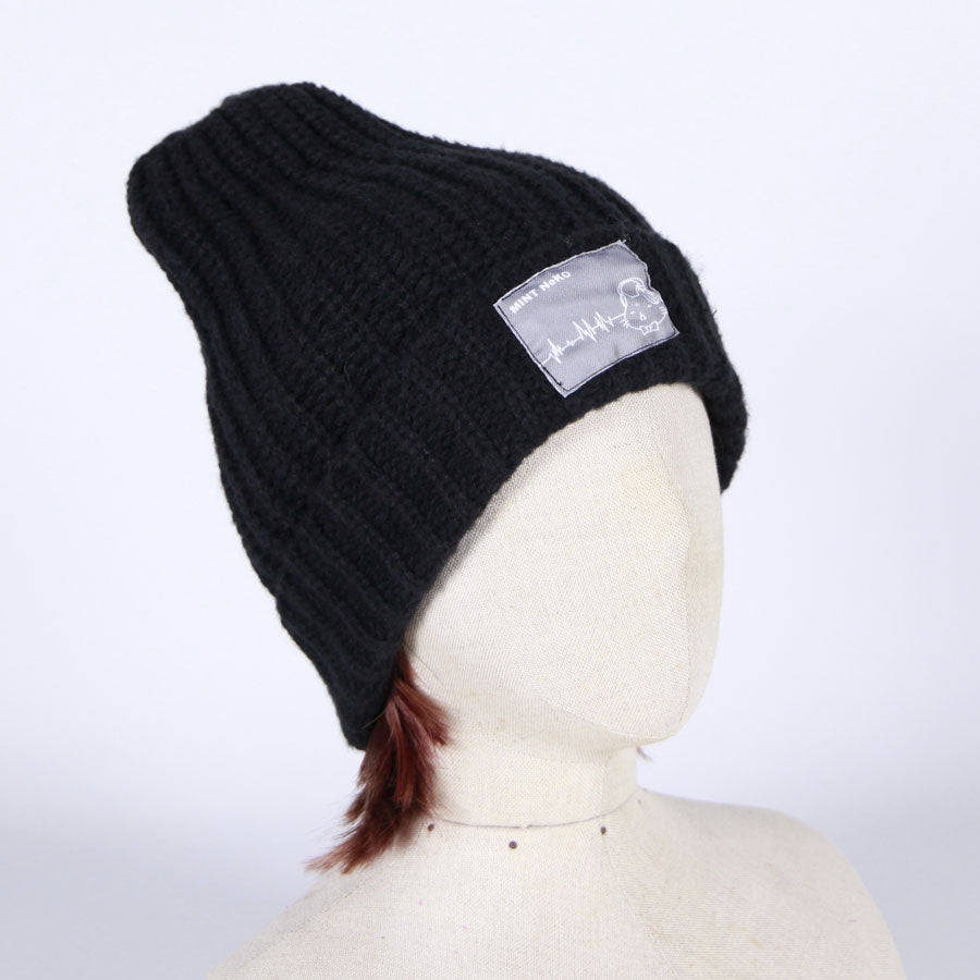 MINT NeKO ヘッドホンパッチニットキャップ BK-GY