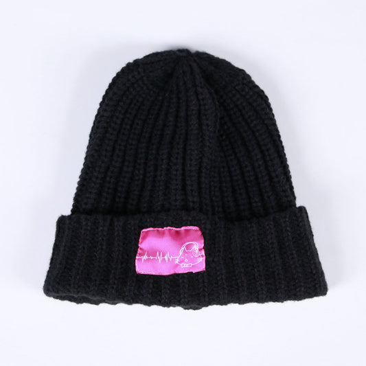 MINT NeKO ヘッドホンパッチニットキャップ BK-PK